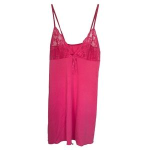 Le Jardin Women's Chemise Mini Sleep Dress Sleeveless Size M Pink w/ Lace